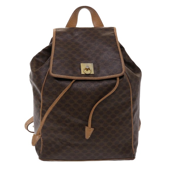 CELINE Macadam Canvas Backpack PVC Leather Brown Auth bs6391 - Picture 13 of 16